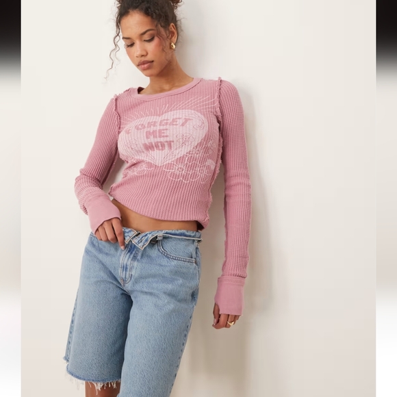 Free People Tops - ❣️NWOT RARE Free People We The Free Forget Me Not Long Sleeve Thermal, Size XS🌙